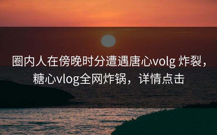 圈内人在傍晚时分遭遇唐心volg 炸裂，糖心vlog全网炸锅，详情点击