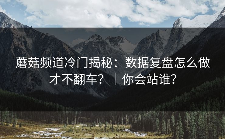 蘑菇频道冷门揭秘：数据复盘怎么做才不翻车？｜你会站谁？